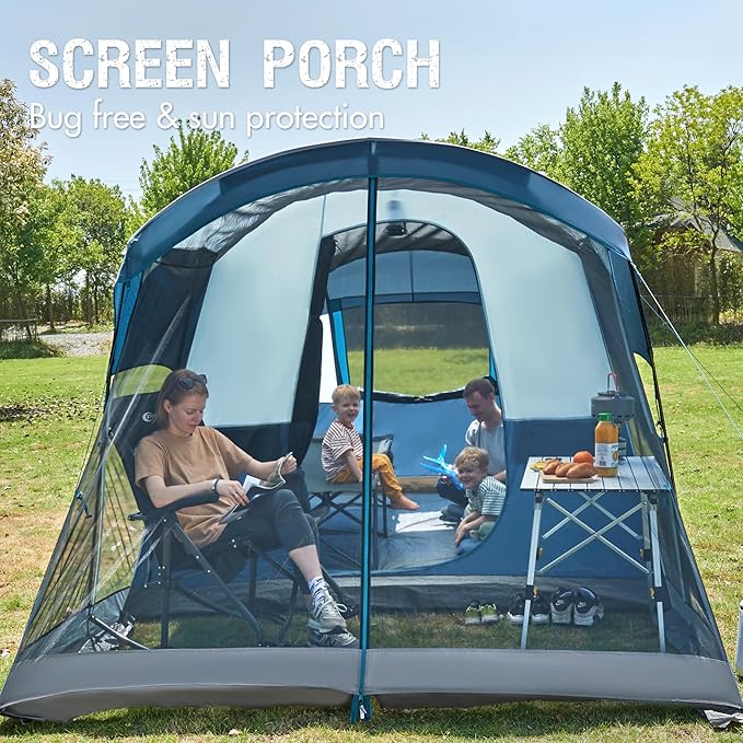 PORTAL 6/8/10 Person Family Camping Tent with Screen Room Water Resistant Big Tunnel Tents with Rainfly Large Family Tent for Camping Outdoor Patio