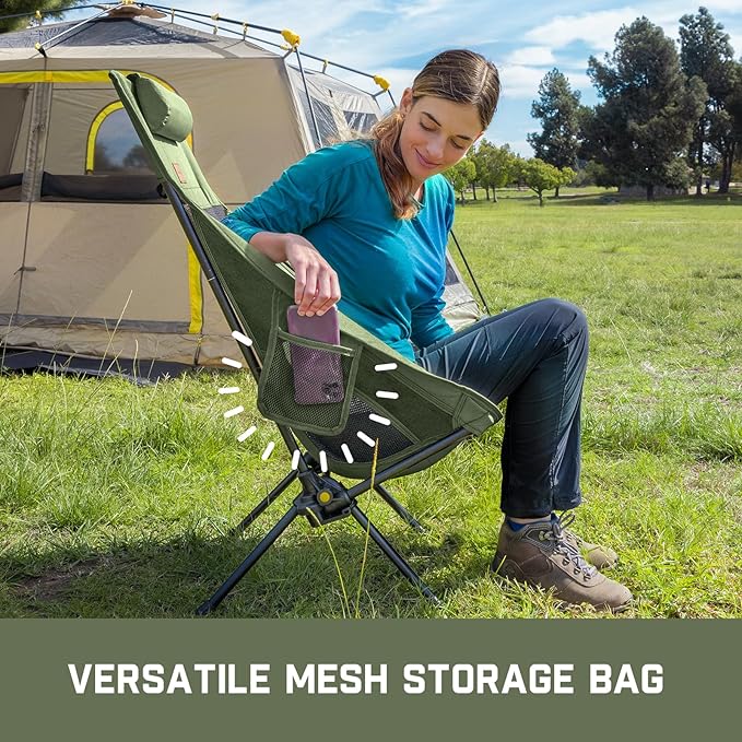 FanttikOutdoor Zeta L8 Max Camping Chair Portable &amp Lightweight Multi-Angle Adjustable Supports up to 250 lbs Comfort-Driven Design High Strength Camping Chair for Travel Hiking Fishing Gr