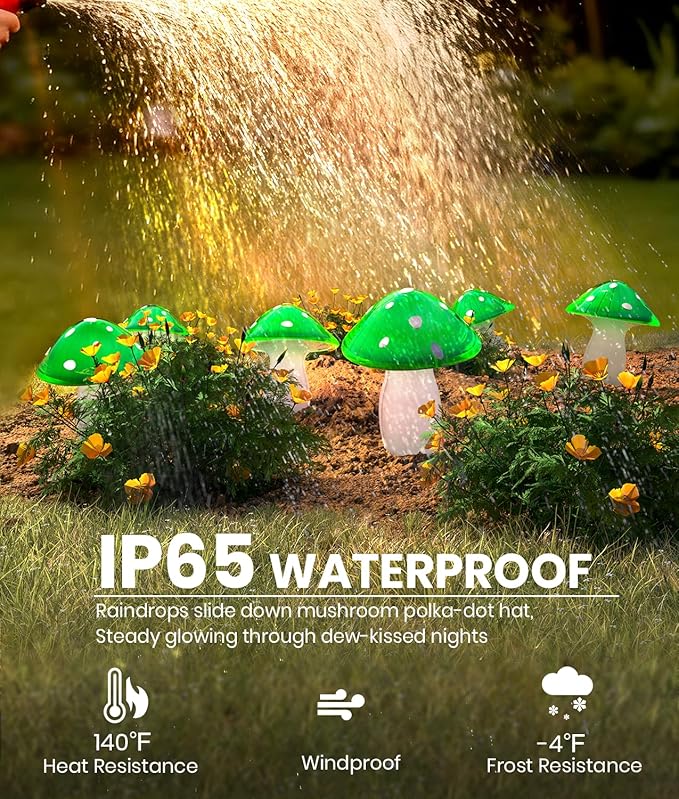 Solar Mushroom Lights Outdoor 9 Pack Garden Outdoor Decor 8 Lighting Modes IP65 Waterproof Crystal-Clear Fairy Decoration for Pathway/Yard/Flower Bed/Patio/Landscape/Backyard/Dwarf String 30 FT