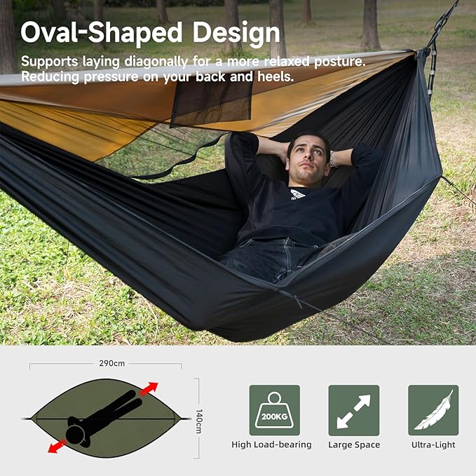 Camping Hammock with Sunshade and Compact Storage Organizer Waterproof Camping Gear Storage Portable Hammock Accessory for Hiking Backpacking