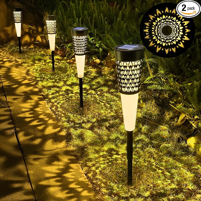 Toodour Solar Lights Outdoor Garden 4 Pack Solar Pathway Lights Waterproof Auto On/Off Outdoor for Garden Yard Patio Walkway Driveway Landscapes Lawn (Warm White)