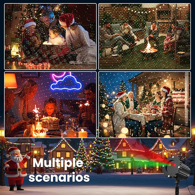 Christmas Projector Lights Outdoor Waterproof Christmas Laser Lights Outdoor with Remote Landscape Spotlight Red and Green Star Show Laser Projection for Garden House Decor Holiday Xmas Decoration