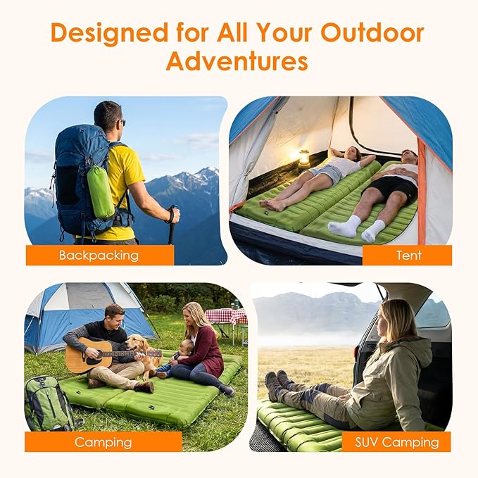 Minthouz Camping Sleeping Pad 5 Inch Thick Inflatable Camping Pad Foot Pump Fast Inflation Portable Sleeping Mat for Camping Backpacking Hiking Traveling Tent