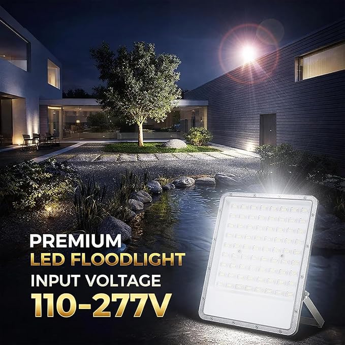 150W LED Flood Light Outdoor 110-277V Commercial &amp Residential LED Lights IP66 Waterproof 6500K Daylight White 16500LM Energy Efficient Flood Outdoor Lights Plug-in LED Flood Lights 2 Pack