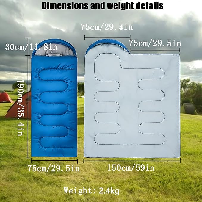SNZ All-Season Lightweight Sleeping Bag - Mummy Camping Sleeping Bag for Adults &amp Kids Camping Essentials Warm &amp Cold Weather for Hiking Backpacking