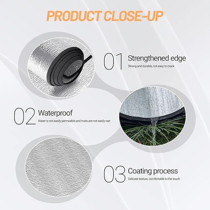 Himalaya Foam Foil Blanket Lightweight Camping Mat Outdoor Roll-up Portable Waterproof Sleeping Mat for Hiking Backpacking Double-Sided Aluminum Camping Accessories(78x78)