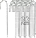 Kadrick Rebar Stakes 12 inchJ Hook Ground Stakes Anchors 32-Pack White Galvanized Fence StakesHeavy Duty 5/16'' Diameter