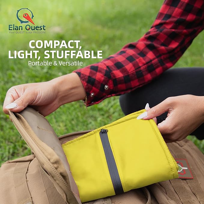 Stuffable Camping Pillow Stuff Sack (Small Yellow 2-Pack) - 10 x 14 - for Hiking Backpacking and Travel Bring Your Own Stuffing