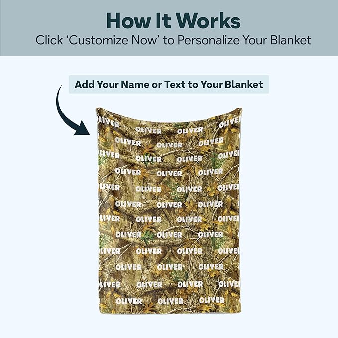 Personalized Camo Blanket - Custom Name Camouflage Throw - Gift for Hunters &amp Outdoorsmen - Veterans Gift - Soft Sherpa - Printed in USA (Sherpa 50x60)