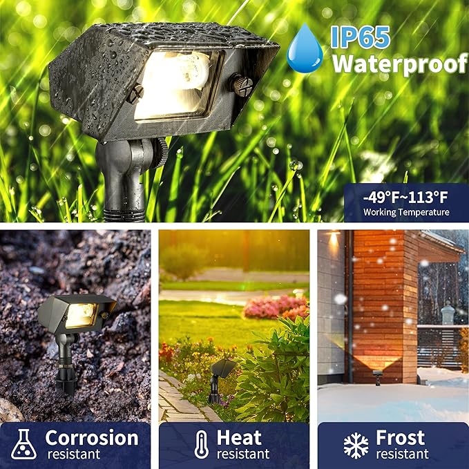 Gardenreet Solid Brass Flood Light - Landscape Low Voltage LED Wall Wash Light 12V Outdoor Hardwired IP65 Waterproof Bronze Angle Adjustable Lighting for Garden Tree Yard Wall Without G4 Bulb