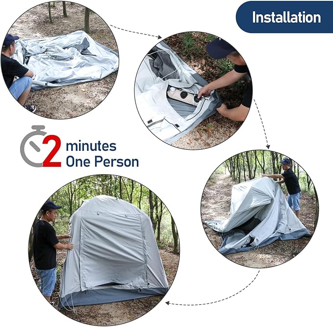 Quick Setup TentAutomatic Inflatable Camping TentEasy Set up 3-4 Person Glamping Outdoor 4 Season Air Blow Up Tents Rainfly &amp Windproof Portable