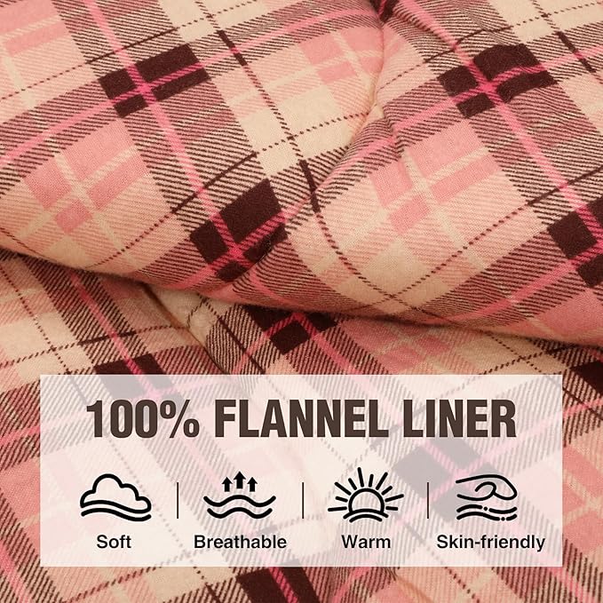 REDCAMP Cotton Flannel Sleeping Bag for Camping Backpacking Adults Cold Weather Envelope Sleeping Bags with 2/3/4/6lbs Filling