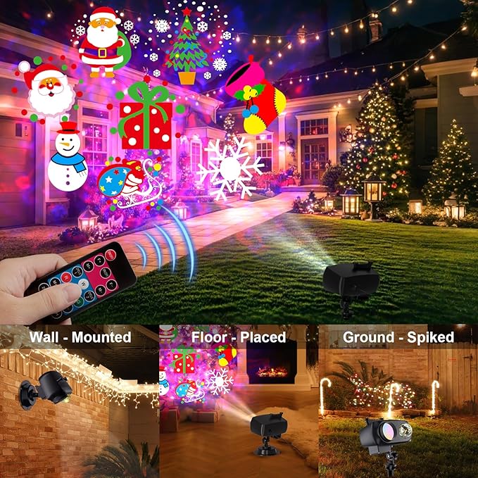 2025 Upgrade Halloween Christmas Projector Lights Decorations COOLWUFAN Outdoor Indoor Holiday Projector Lights with Remote and 20 HD Effects(3D Ocean Wave) for Xmas Halloween Party Yard Decor