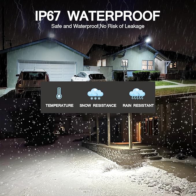 Solar Street Lights Outdoor IP67 Waterproof Wall-Mounted LED Flood Light with Motion Sensor &amp Remote Control - Auto Dusk to Dawn Security Lighting for Patio Garden Garage Courtyard