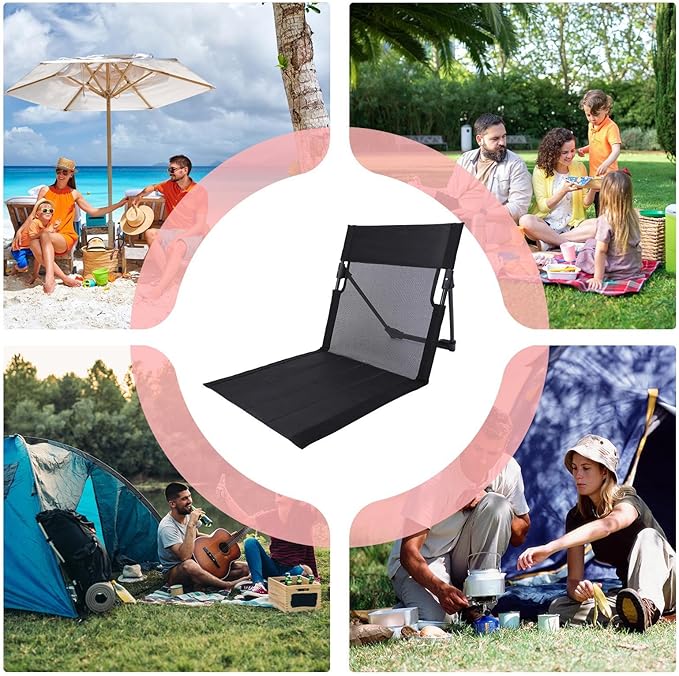 Portable Foldable Beach Recliner Legless Lounge Chair with Comfortable Backrest Lightweight Outdoor Seat for Camping Lawn Poolside Garden Backyard Park Travel Relaxation Spaces