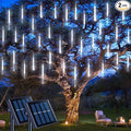 JMEXSUSS 2 Pack Solar Christmas Meteor Shower Lights 16 Tube 288 LED White Solar Christmas String Lights Outdoor Waterproof for Tree Patio Garden Wedding Party Decorations