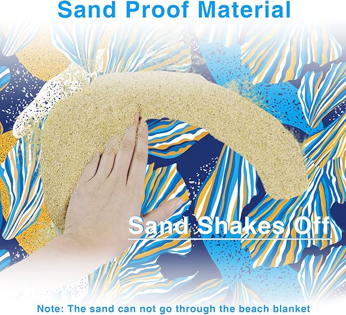 Beach Blanket Waterproof Sandproof Beach Mat Oversized 79 X 83 Inch for 4-6 Adults Lightweight Picnic Blanket Portable Picnic Mat for Outdoor Travel Camping Hiking with 4 Stakes &amp 4 Corner Pock