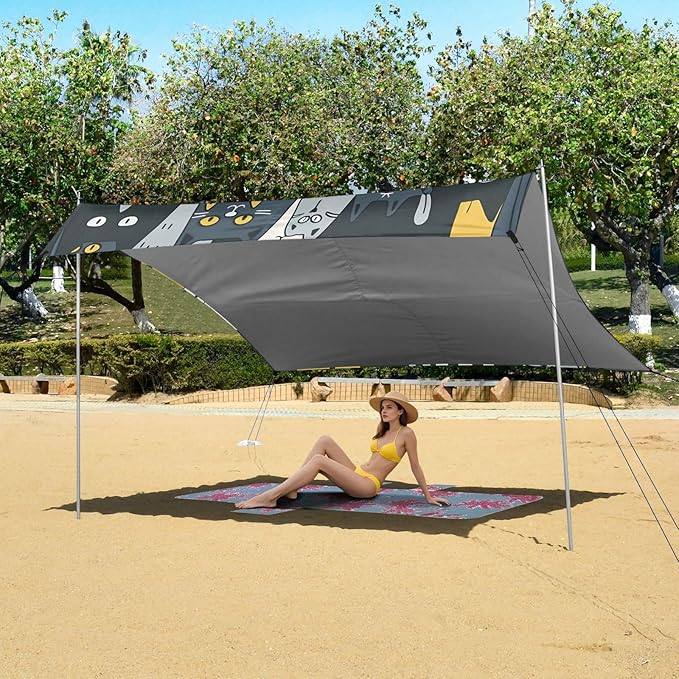 Texture of A Crowd of Cats Camping Sun Shelter Beach Tent Portable Beach Sun Shade Outdoor Canopy for Camping Trips Fishing Picnic