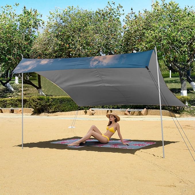Bolaz Beach Canopy Tent Sun Shade9'×10.5' Large Family Beach Shade UPF50+- Outdoor Shade for Camping Trips FishingBeautiful Sunset4