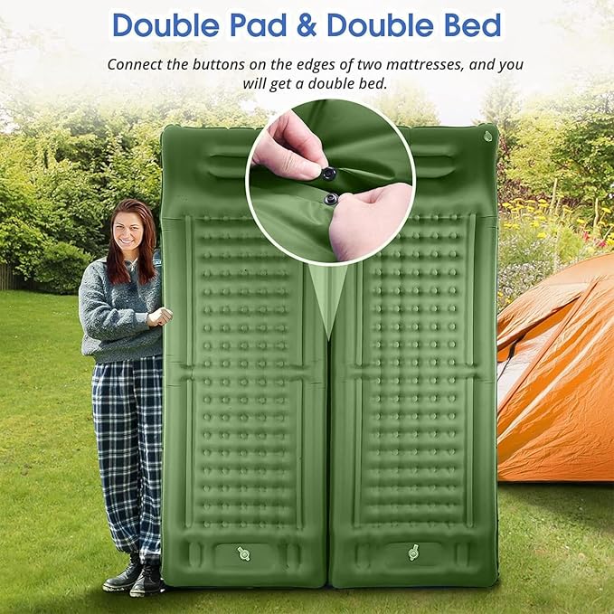Inflatable Sleeping Pad for Camping | 4.3 Inch Thick Inflatable Mattress - Built-in Foot Pump Backpacking Sleeping Pad - for Adults Backpacking Hiking Travel Outdoor Car Tent