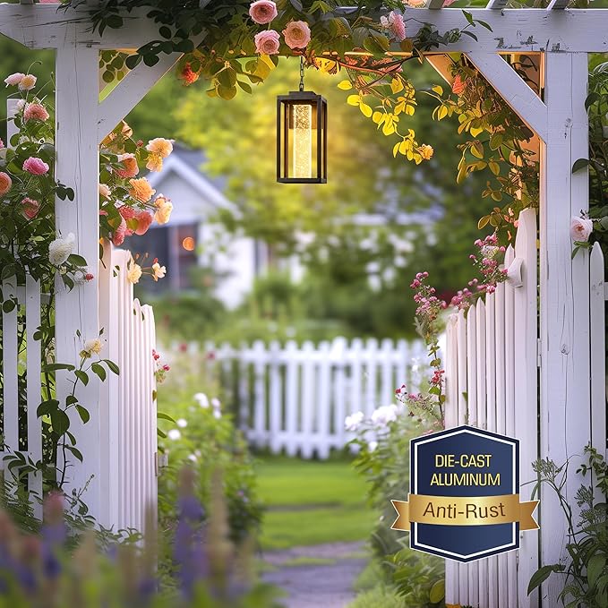 VIANIS Large Outdoor Pendant Lights with Adjustable Chain Oil Rubbed Bronze Farmhouse Exterior Hanging Light Fixture for House 100% Aluminum Waterproof Built-in 10W LED Outdoor Chandelier for Porch