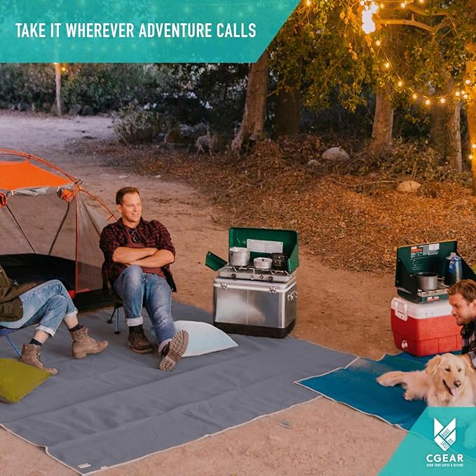 CGEAR Original Sand-Free Outdoor Rug Camping Mat - Water-Resistant &amp Anti-Fade Material - Military-Grade - Reversible Design - Area Rug for Beach RV &amp Picnics - Travel Bag