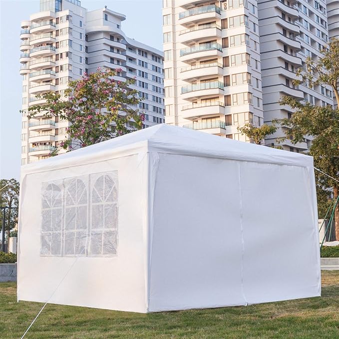3 x 3m Four Sides Portable Home Use Waterproof Tent with Spiral Tubes White