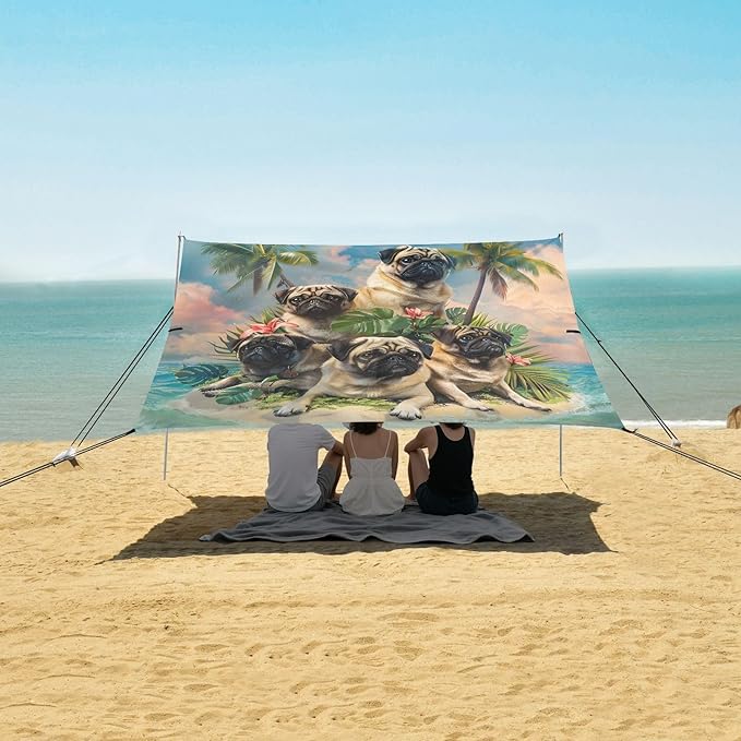 Camping Sun Shelters Pugs in A Island Paradise Beach Canopy 126 * 110.2in