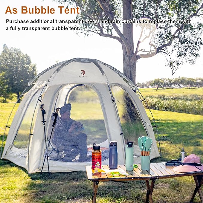 4-6 Person Outdoor Camping Dome Tent - 10 x 10 FT Screen House Room with Removable Waterproof Rainfly &amp Ground SheetLuxury Yurt Glamping Family Tents for Patios Outdoor Camping Activities