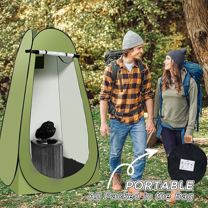 Camping Toilet Kit with Pop Up Privacy Tent X Large Portable Folding Toilet Potty for Adults Outdoor Camp Shower TentsChanging Room with Carry Bag