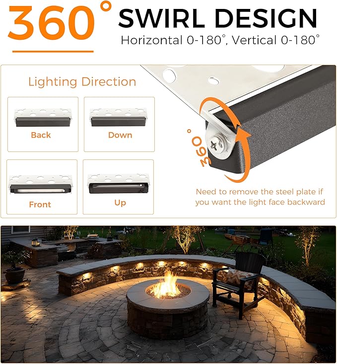 CLOUDY BAY [8 Pack] 7 Inch 5W 5CCT Hardscape Paver LightRetainng Wall Lights OutdoorIP65 Waterproof2700K/3000K/3500K/4000K/5000K Selectable12V-15 VAC/DC Low VoltageFrost Lens Step Deck Light