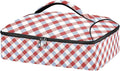 Casserole Carrier Red and Blue SquaresInsulated Casserole Carrier for Hot or Cold Food Thermal Lunch Tote for Potluck Parties Picnic Beach Fits 9 x 13 Inches Baking Dish