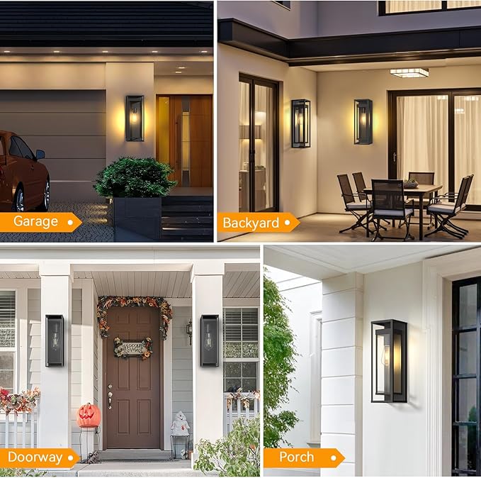 Large Outdoor Wall Sconce-20in Modern Waterproof Sconce Wall Mounted E26 Black Porch Lights Exterior Lighting Fixture for Coach Doorway Patio