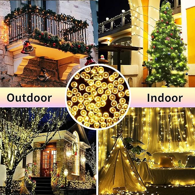 QUWIN Outdoor Christmas String Lights 180Ft 500 LED UL Certified 11 Lighting Modes Indoor &amp Outside Christmas Tree Lights for Christmas Tree Patio Holidays Party ﻿