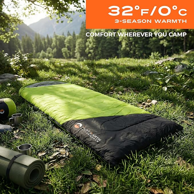 Expedition Camping Sleeping Bags with Compression Sack – 32°F/0°C Lightweight Camping Sleeping Bag for Camping &amp Hiking Water-Resistant Fits Adults &amp Teens Up to 6'0