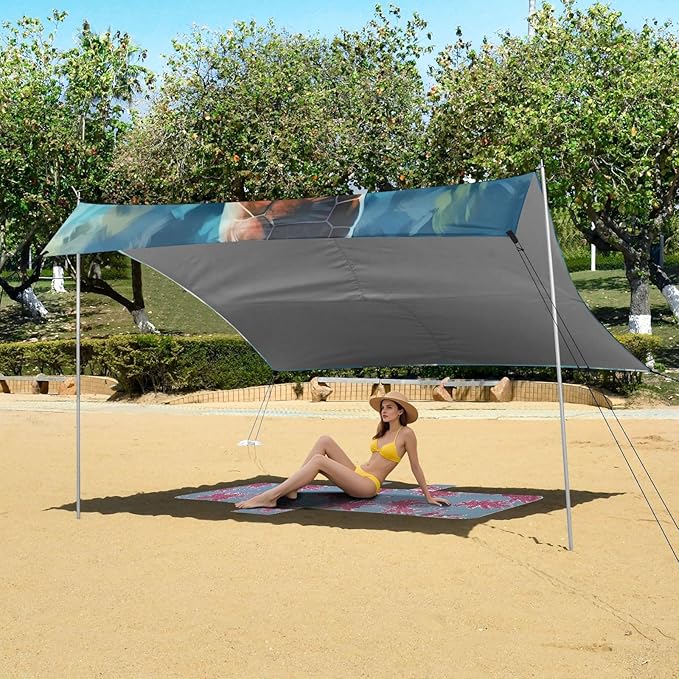 Sea TurtleCamping Sun Shelters 9.2 x 10.5 FT Beach Canopy Tent Sun Shade with Carrying Bag for Camping Trips Fishing Backyard Fun or Picnics 21340796