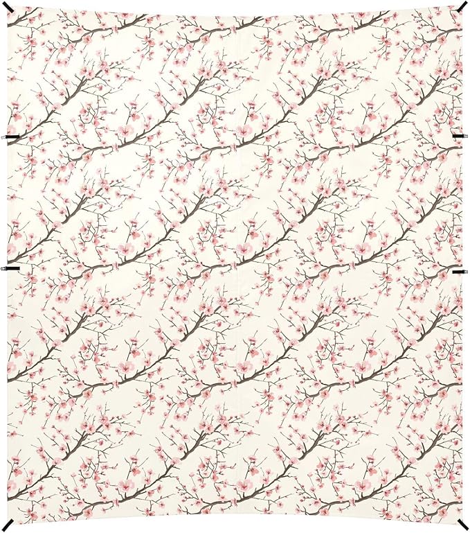 ALAZA Cherry Blossom Sakura Flower Floral Beach Tent Sun Shelter UPF50+ Protection Beach Shade Canopy w/ 4 Sandbags for Outdoor Camping Fishing Backyard Fun Picnic 10x9 ft
