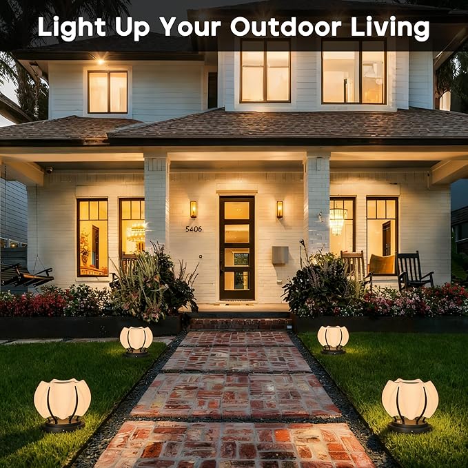 Solar Post Lights IP54 Modern Pillar Light Waterproof Column Lamp Outdoor Dusk to Dawn Solar Post Cap Light with 3200K LEDFence Deck Cap Lights for Garden Deck Patio Outside Lighting (Flower)