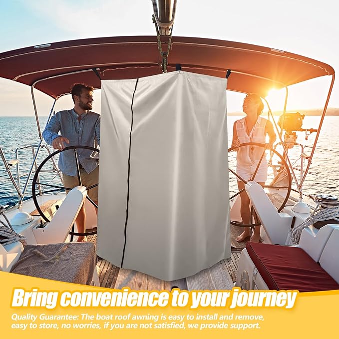 Woanger Boats Privacy Curtain Changing Room with Bag Portable Privacy Tent Easy Up Pontoon Enclosure Partition for Pontoons Boat Hanging Tent 27 W x 30 D x 72 H(Beige)