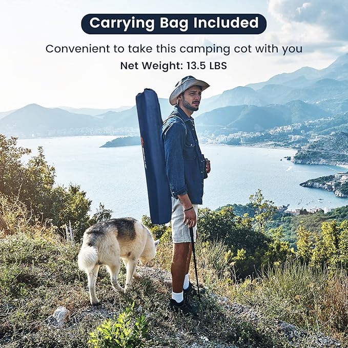 Goplus Folding Camping Cot with Carrying Bag Portable Lightweight Outdoor Sleeping Bed for Adults Kids 300LBS Weight Capacity Heavy-Duty Camping Bed for Traveling
