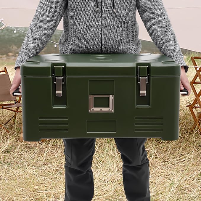 Insulated Food Pan Carrier Box with 2 Food Pans 31.7Qt Hot Cold Storage Container for Catering Camping Outdoor Picnics Green