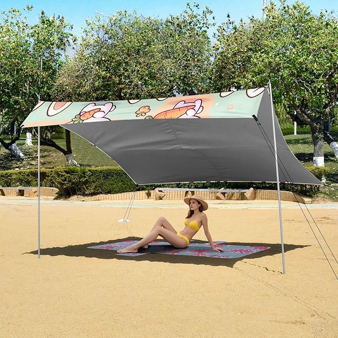 Rabbit Hold Carrot Camping Sun Shelter Beach Tent Portable Beach Sun Shade Outdoor Canopy for Camping Trips Fishing Picnic