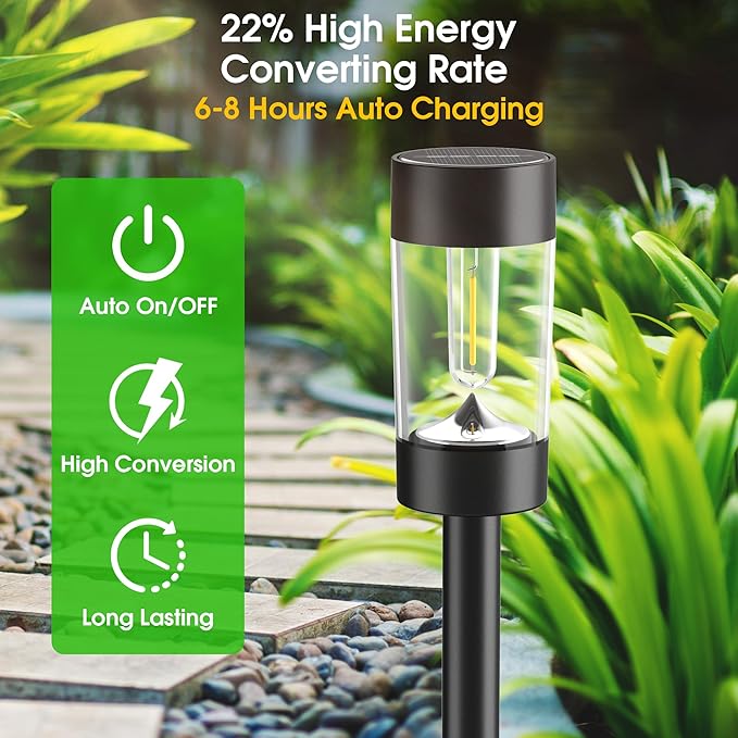 Solar Lights Outdoor 12 Pack Waterproof Solar Landscape Lighting for Pathway Garden Yard Path Walkway Driveway Lawn Patio Outside Decor Warm White