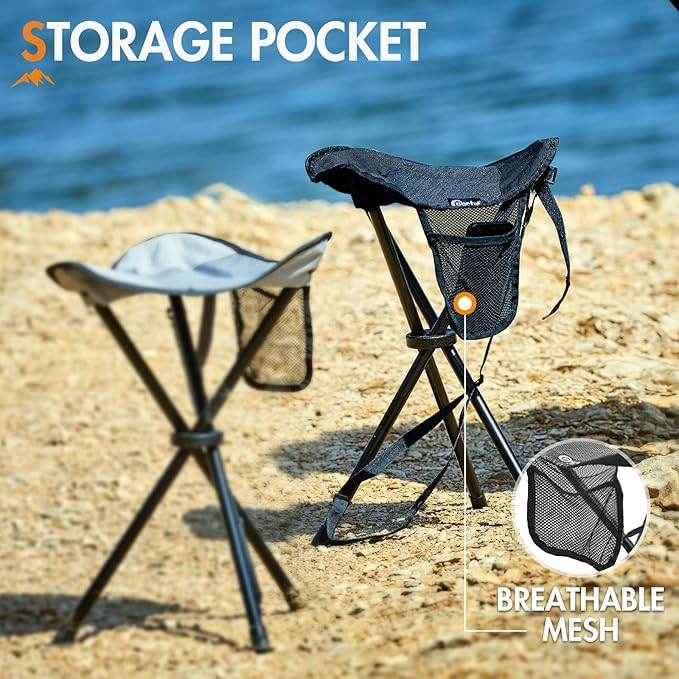 Portal Tall Folding Tripod Stool for Outdoor Camping Walking Hunting Hiking Fishing Travel Support 225 lbs