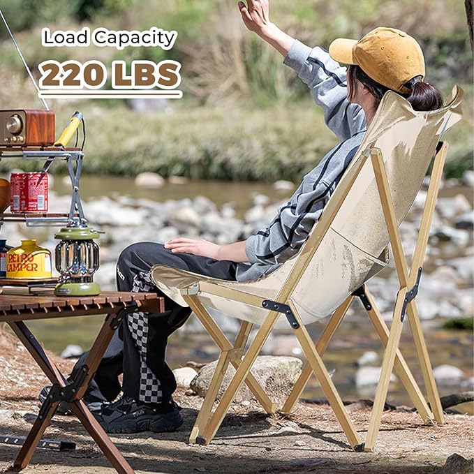 Bathonly 2 Pack Outdoor Folding Camping Chair Beach Chair with Backpocket and Carry Bag Portable Butterfly Reclining Chair for Camping Picnic Beach Patio