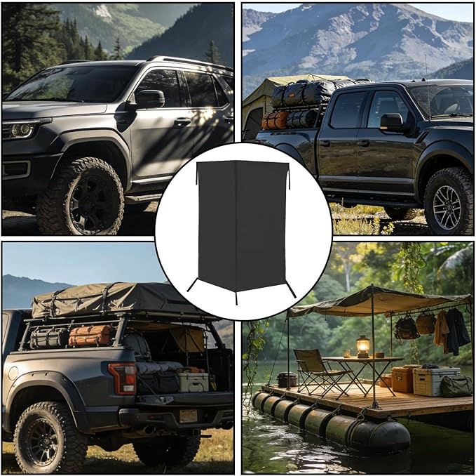 Side Shower Tent – Vehicle Mounted Privacy Awning Portable Suspended Changing Shelter | Weather Shielded Outdoor Enclosure for Camping Boat Trailer Truck Tailgate Use