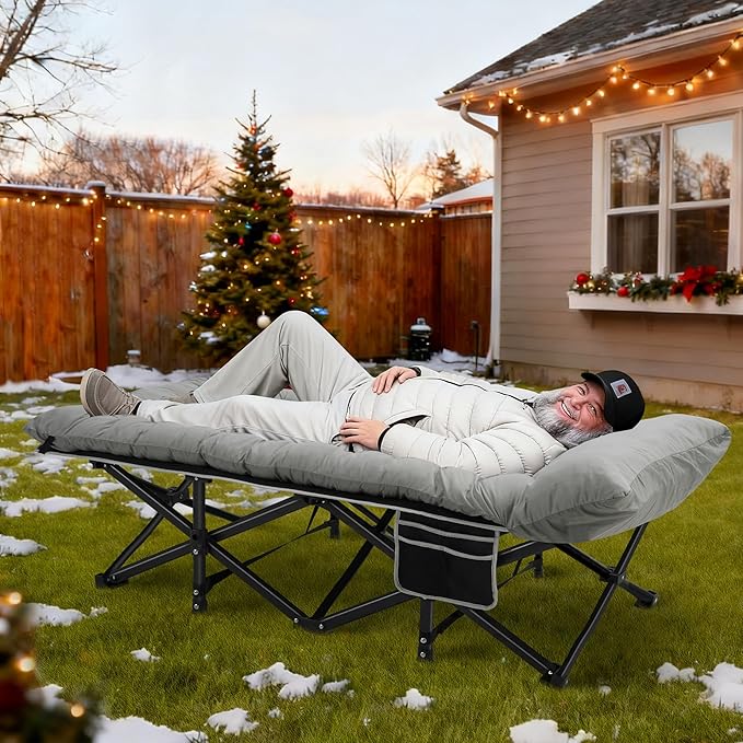 HABUTWAY Camping Cot with Mattress 32 Extra Wide Camping Cots for Adults Sleeping Cot for Adults Holds Up to 600LBS Cots for Sleeping Camp Rv Beach Patio Office Naps(Grey)