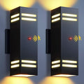 KIZON Motion Sensor Outdoor Lights 2 Pack Dusk to Dawn Outdoor Wall Lights Black Exterior Lighting Fixtures with E26 Base Modern Sconce Motion Detector Lights for House Porch