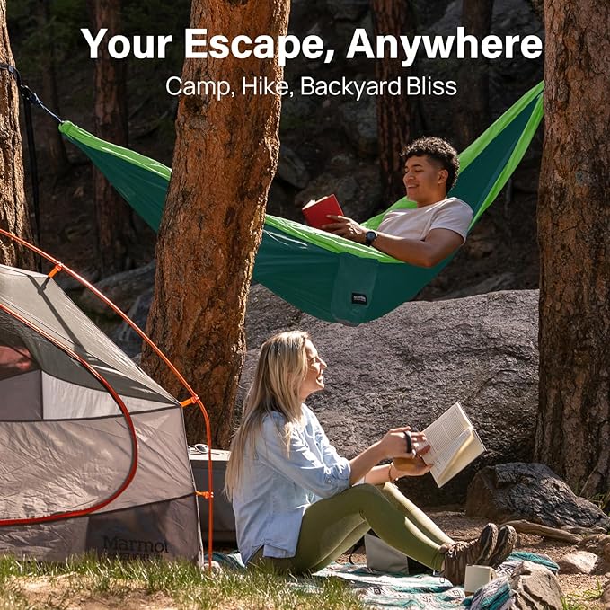 Kootek Camping Hammock Portable Hammocks with Tree Straps &amp Attached Carry Bag Camping Essentials Gear Perfect for Outside Indoor Hiking Beach Backpack Travel