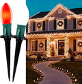 Brightown Frosted C9 LED Christmas Lights Outdoor 2 Packs Total 51.4Ft 40 LED Bulbs Pathway Lights Christmas Decorations Outside Driveway Waterproof Walkway Sidewalk Red and White